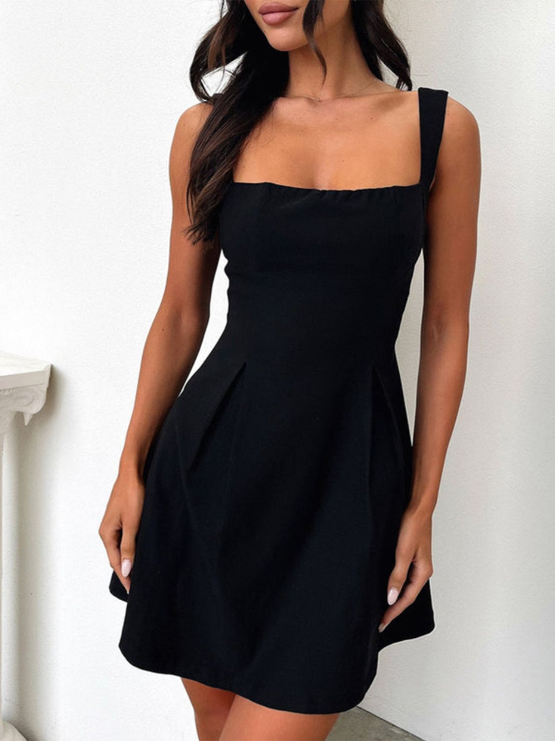 Devine Bow Back Square Neck Mini Dress Trendsi