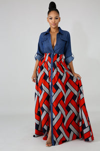 African Print Long Maxi Dress