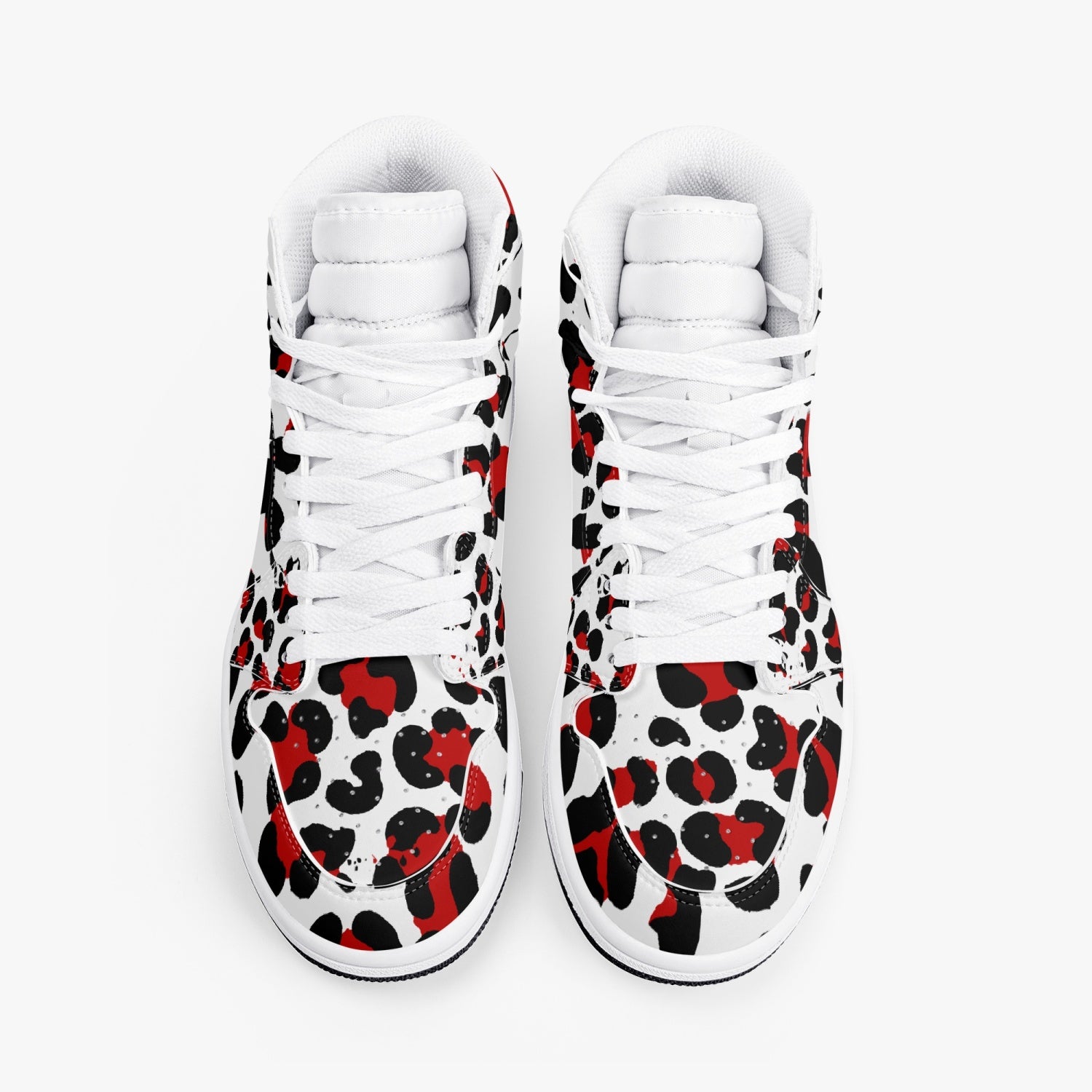 New Black & Red Leopard Print High-Top Leather Shoes