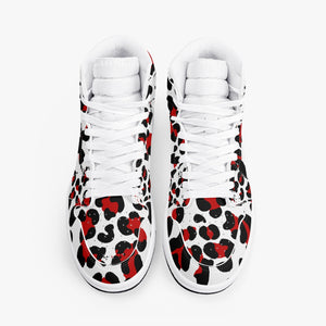 New Black & Red Leopard Print High-Top Leather Shoes