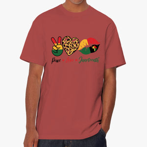 Front and Back Juneteenth Unisex Garment-Dyed T-shirt