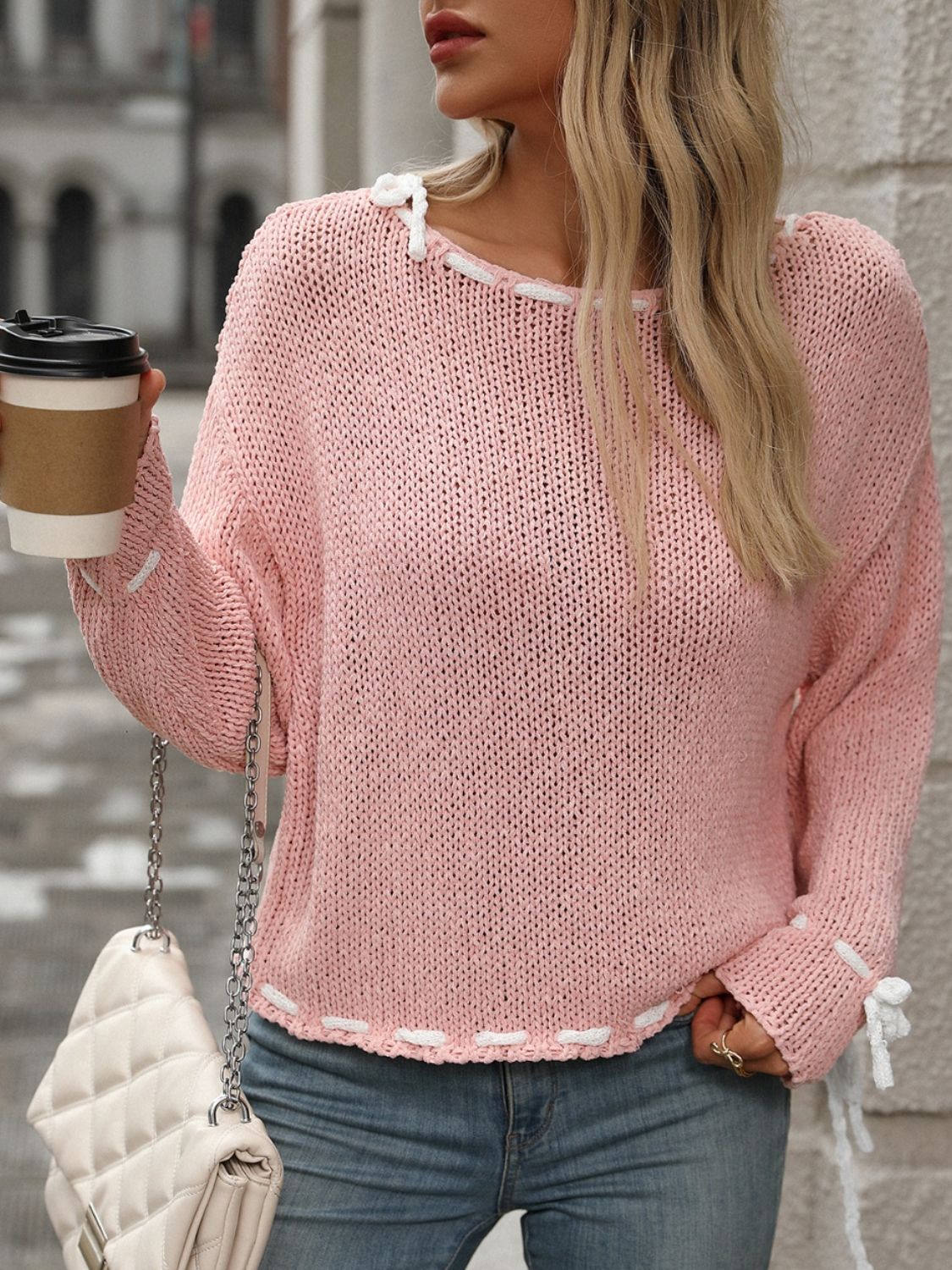 Dropped Shoulder Long Sleeve Sweater