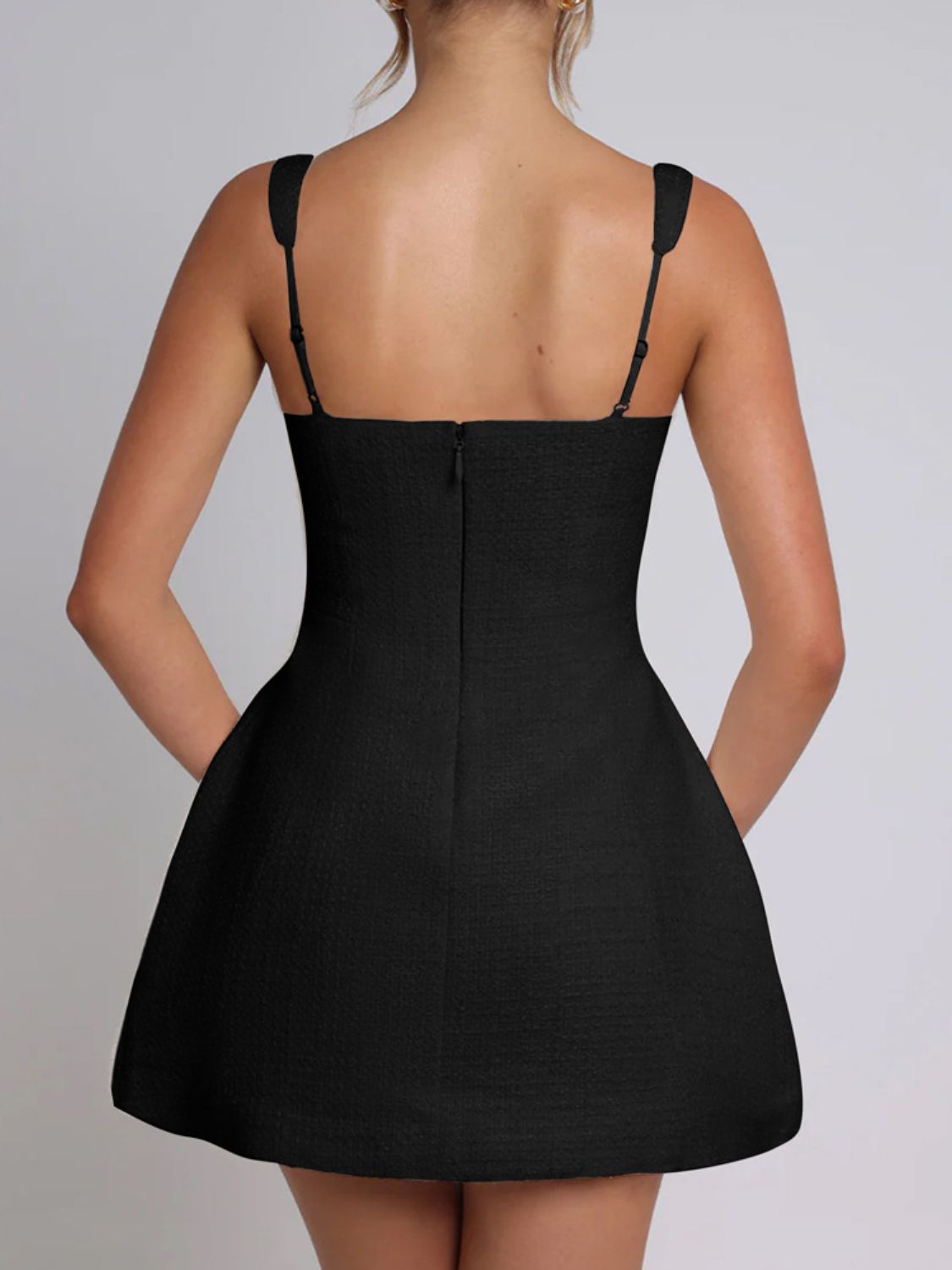 Devine Square Neck Wide Strap Mini Dress Trendsi