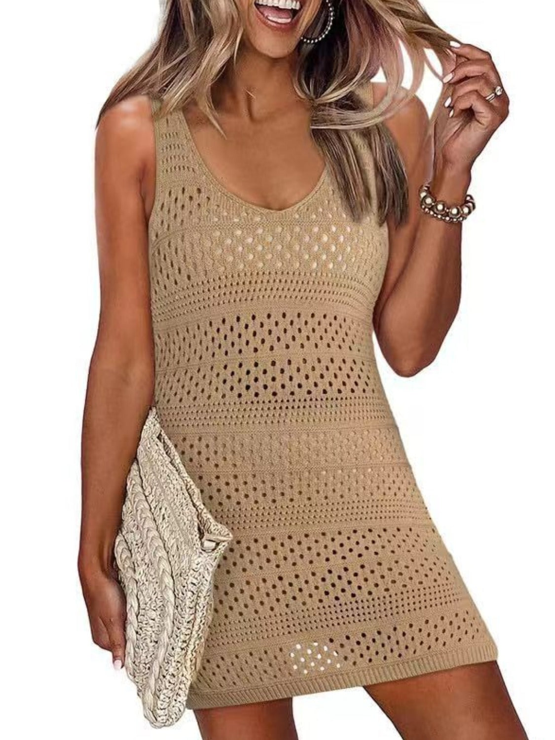 Openwork Scoop Neck Cover Up