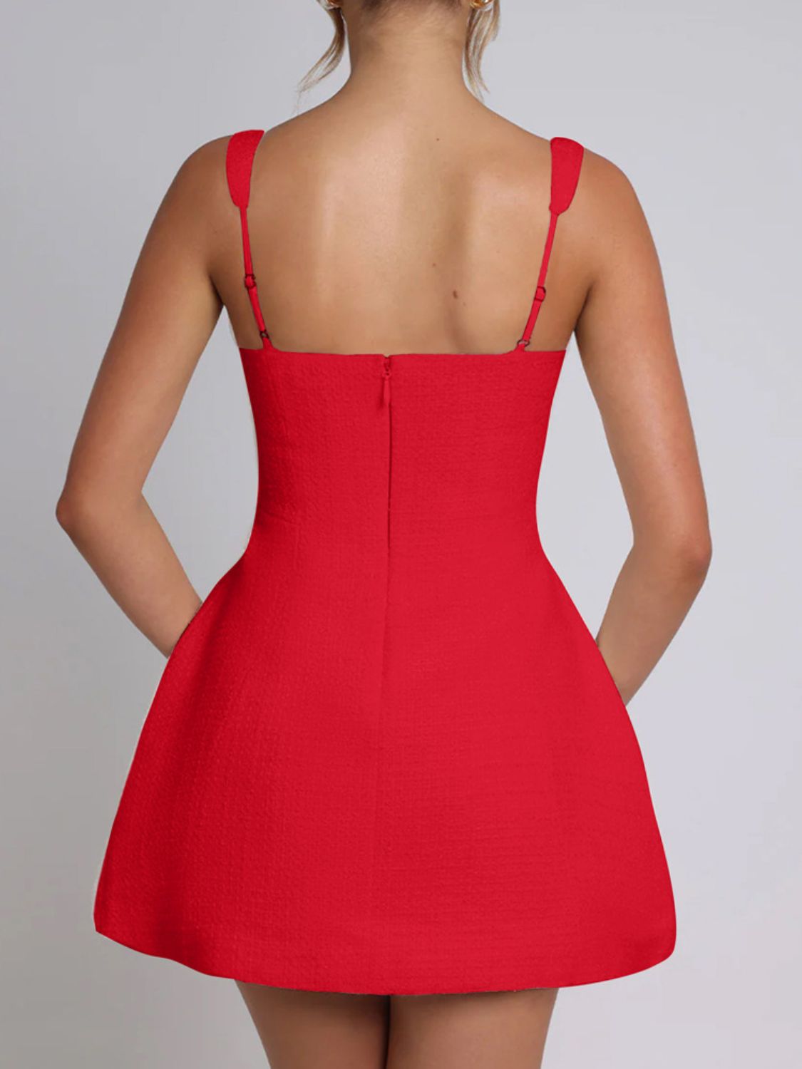 Devine Square Neck Wide Strap Mini Dress Trendsi