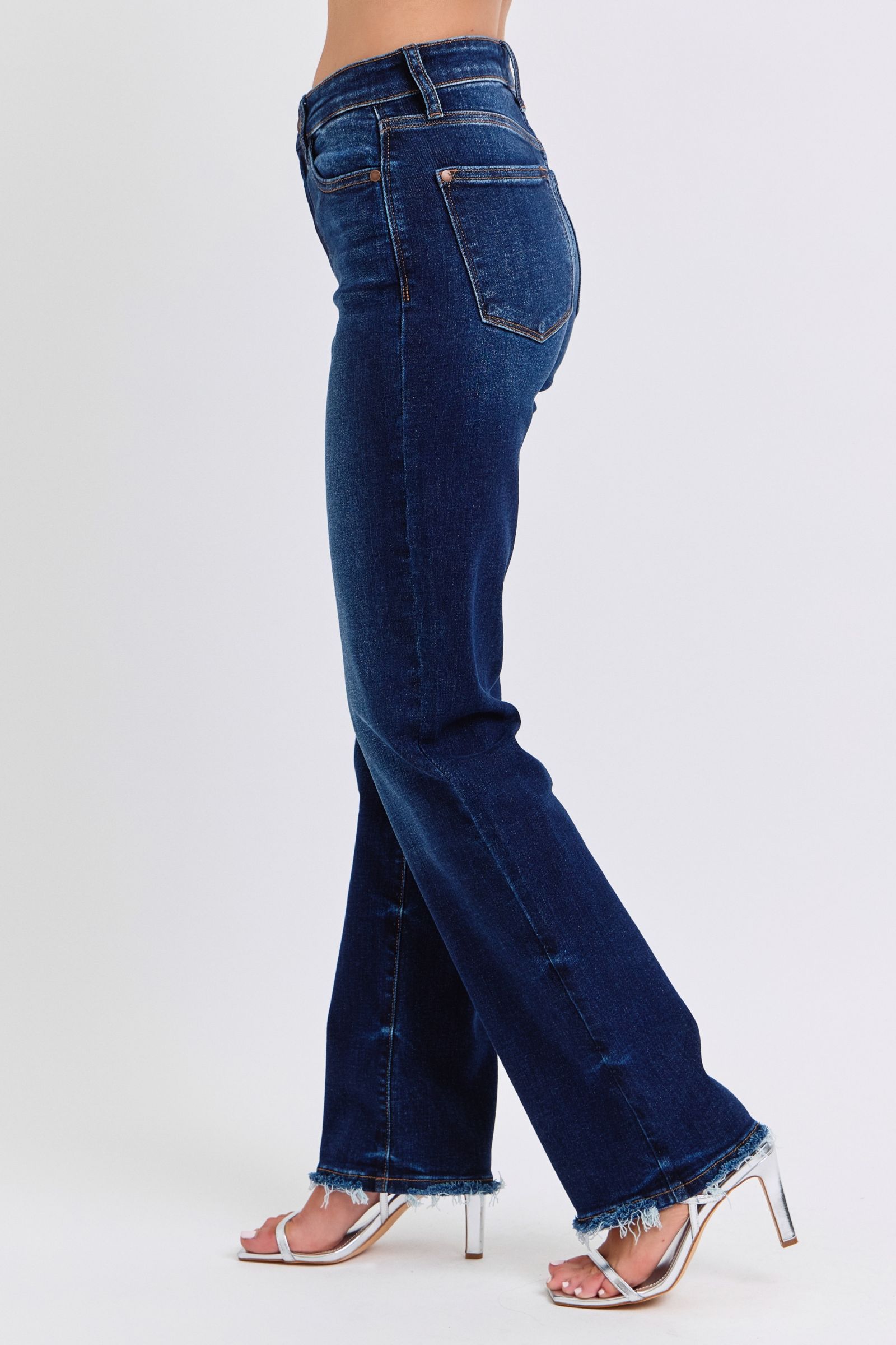 Judy Blue Full Size Raw Hem Straight Leg Jeans Trendsi