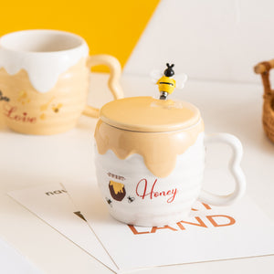 Creative Ceramic Cup With Lid Bee Mug