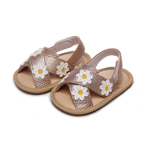 Cross strap small flower sandals