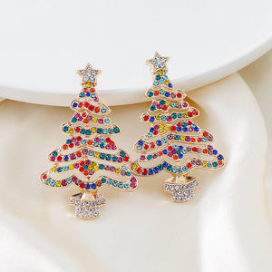 Rhinestone Alloy Christmas Tree Earrings Trendsi