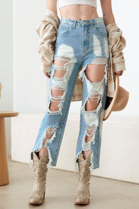 Litz La Frayed Cut Distressed Jeans