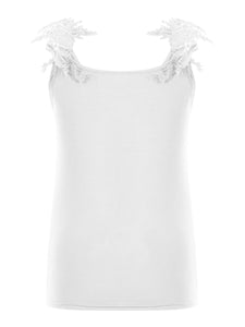 Full Size Lace Detail Scoop Neck Tank