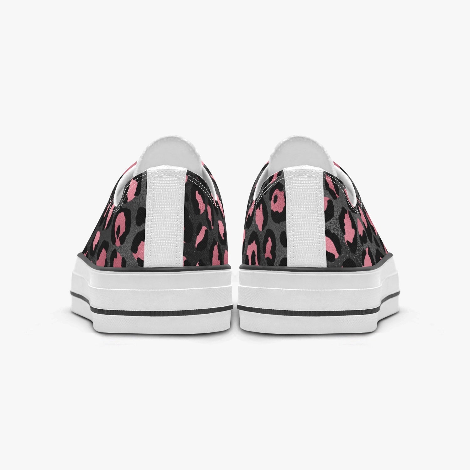 Pink & Black Leopard Low Canvas Shoes-White sole