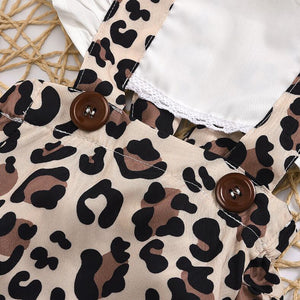 Ruched Leopard Print Sleeveless Baby Romper