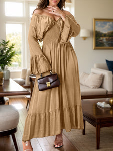 Smocked Flounce Sleeve Maxi Dress