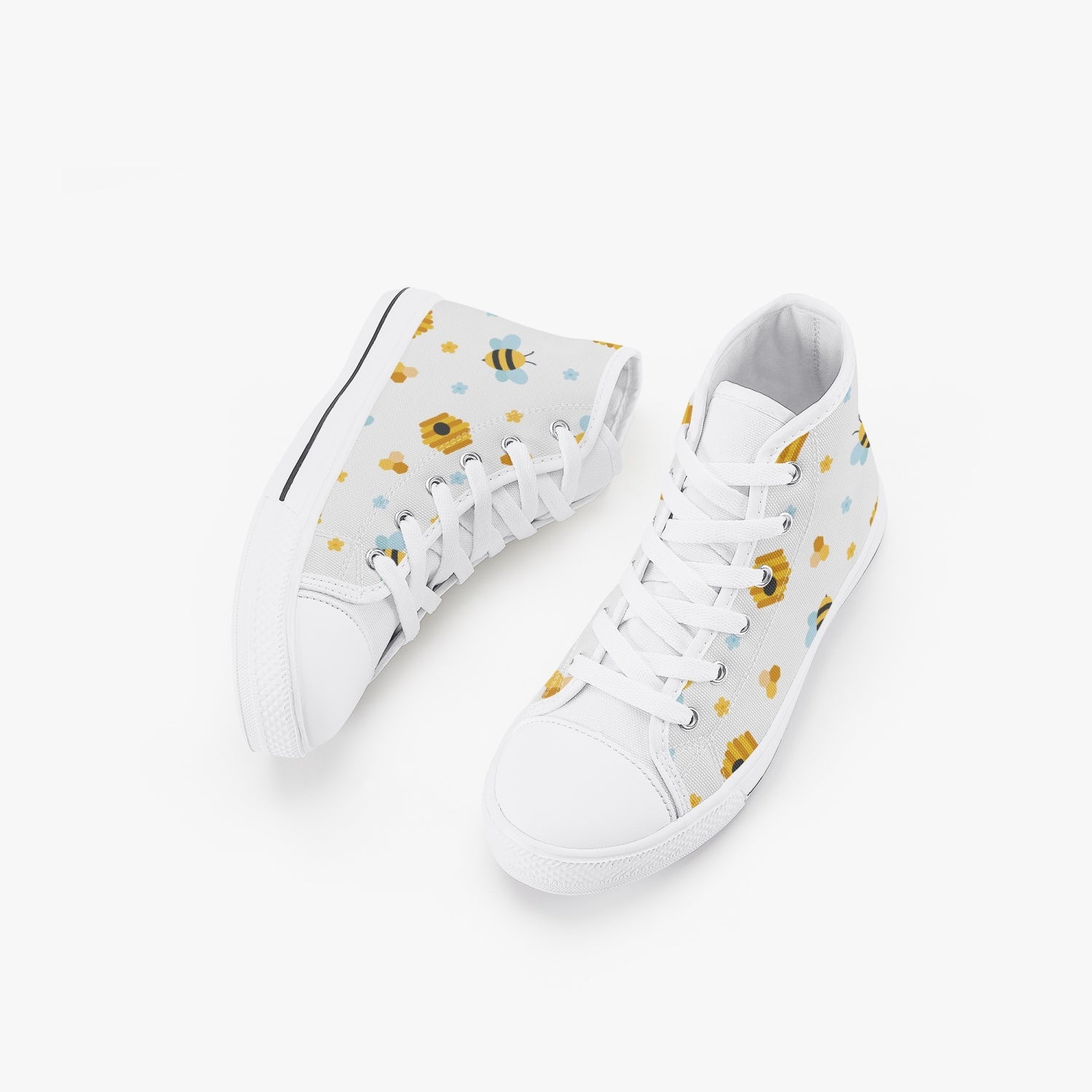 Bee hive Kid’s High-Top Canvas Shoes