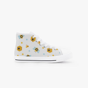 Bee hive Kid’s High-Top Canvas Shoes