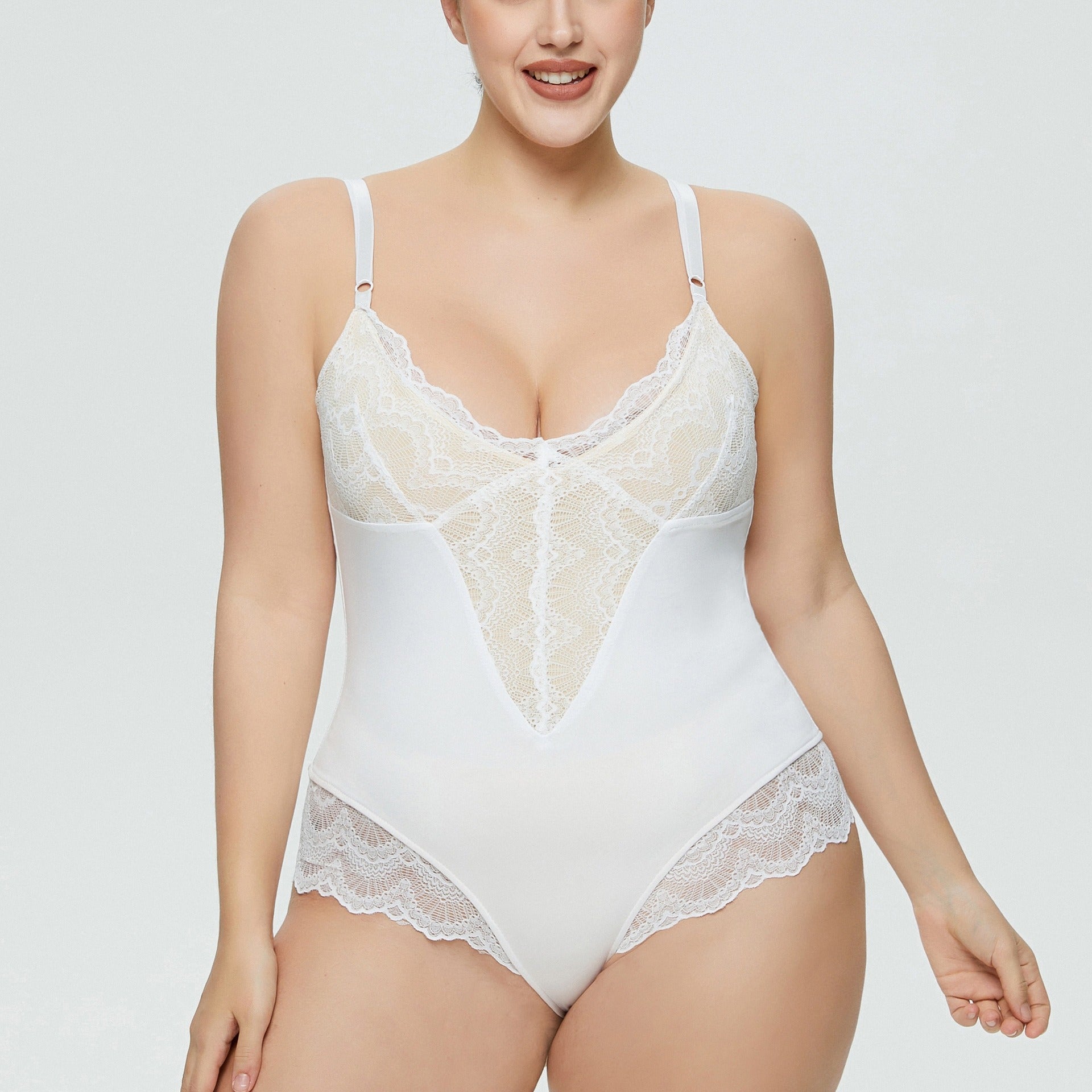 Women's Lace Spliced T-Line Bodysuit