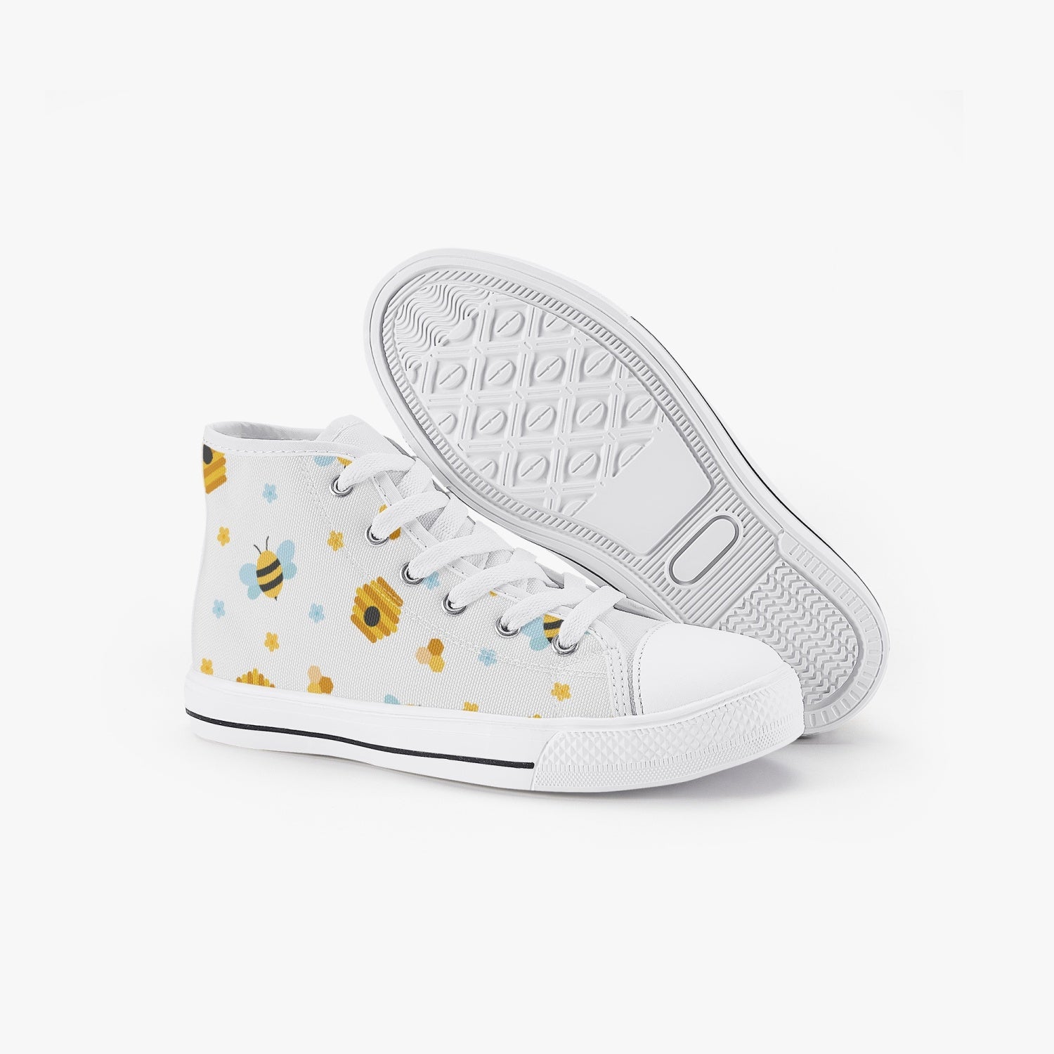 Bee hive Kid’s High-Top Canvas Shoes