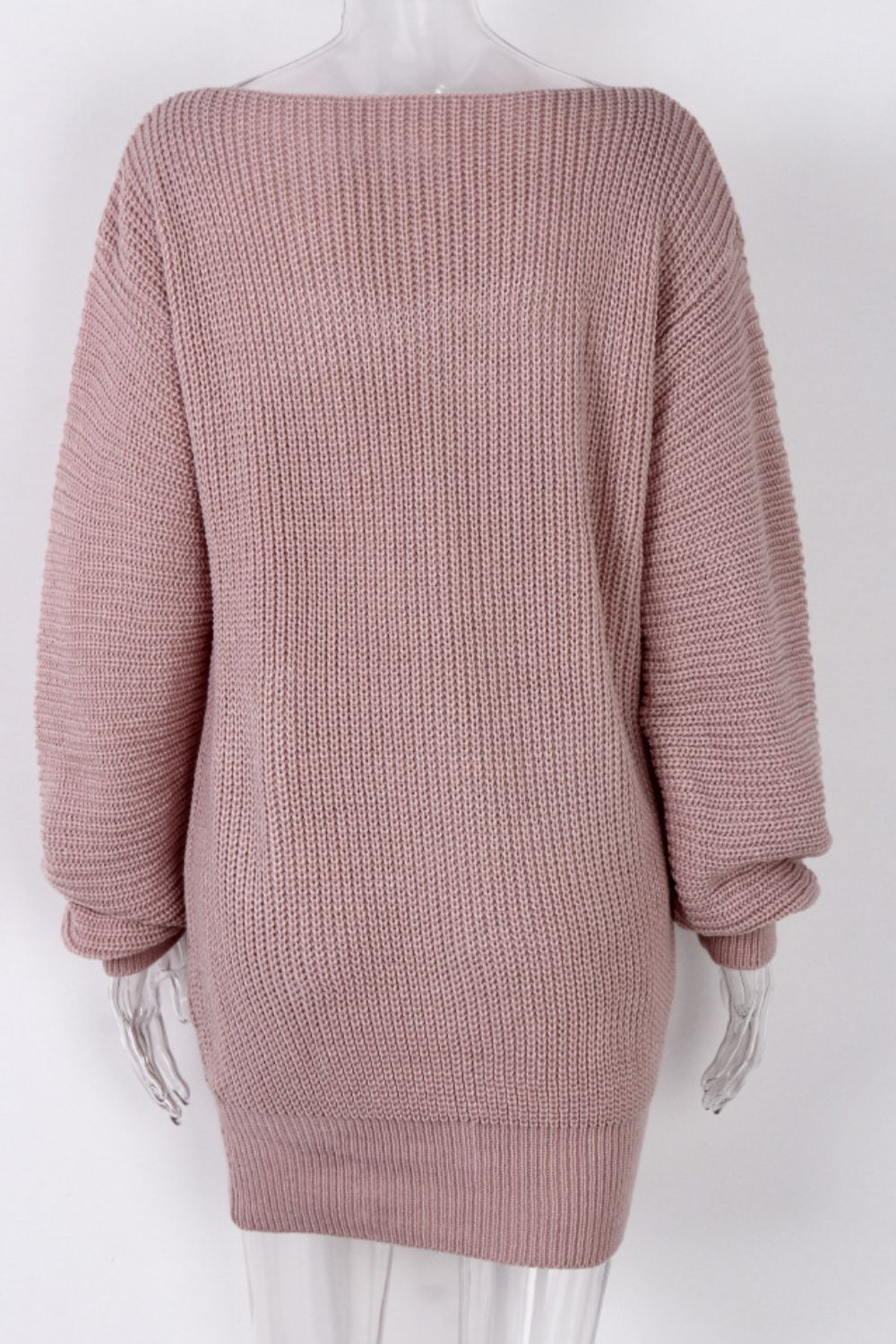 Boat Neck Long Sleeve Mini Sweater Dress Trendsi