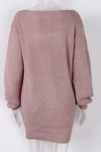 Boat Neck Long Sleeve Mini Sweater Dress Trendsi