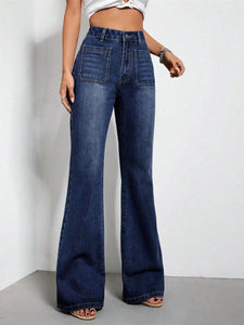 High Waist Bootcut Jeans with Pockets