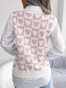 Heart V-Neck Sweater Vest Trendsi