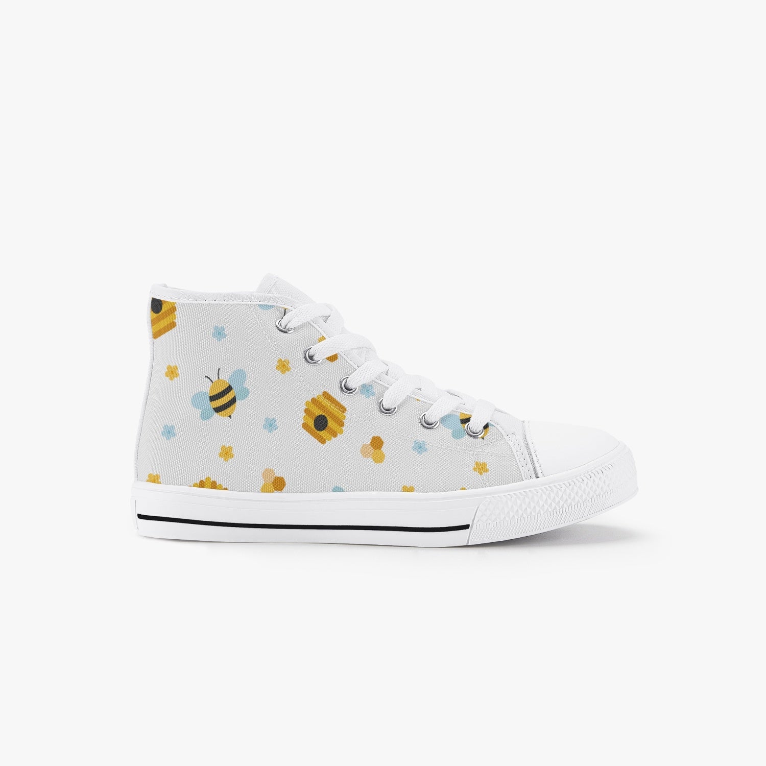 Bee hive Kid’s High-Top Canvas Shoes