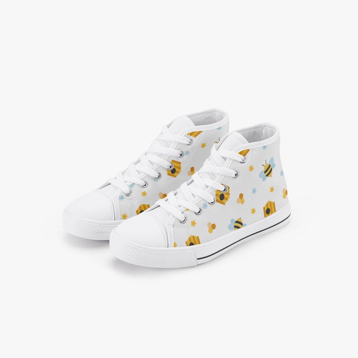 Bee hive Kid’s High-Top Canvas Shoes