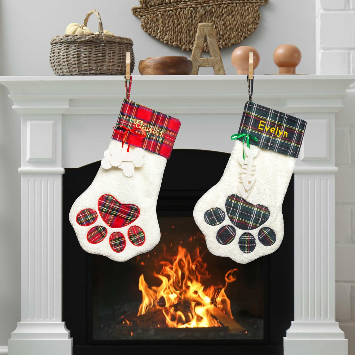 Custom Paw shaped Embroidered Christmas Stocking Custom Elite Apparel