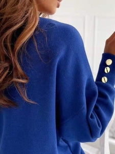V-Neck Long Sleeve Sweatshirt Trendsi
