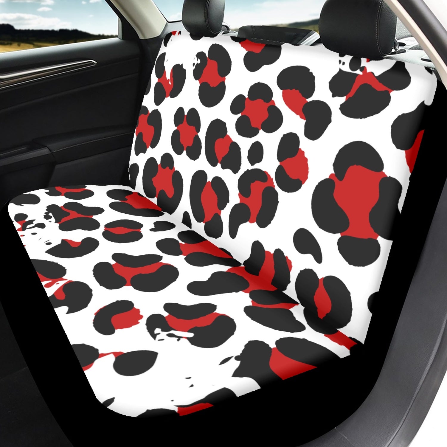 Leopard Black and Red Microfiber Car Seat Covers - 3Pcs