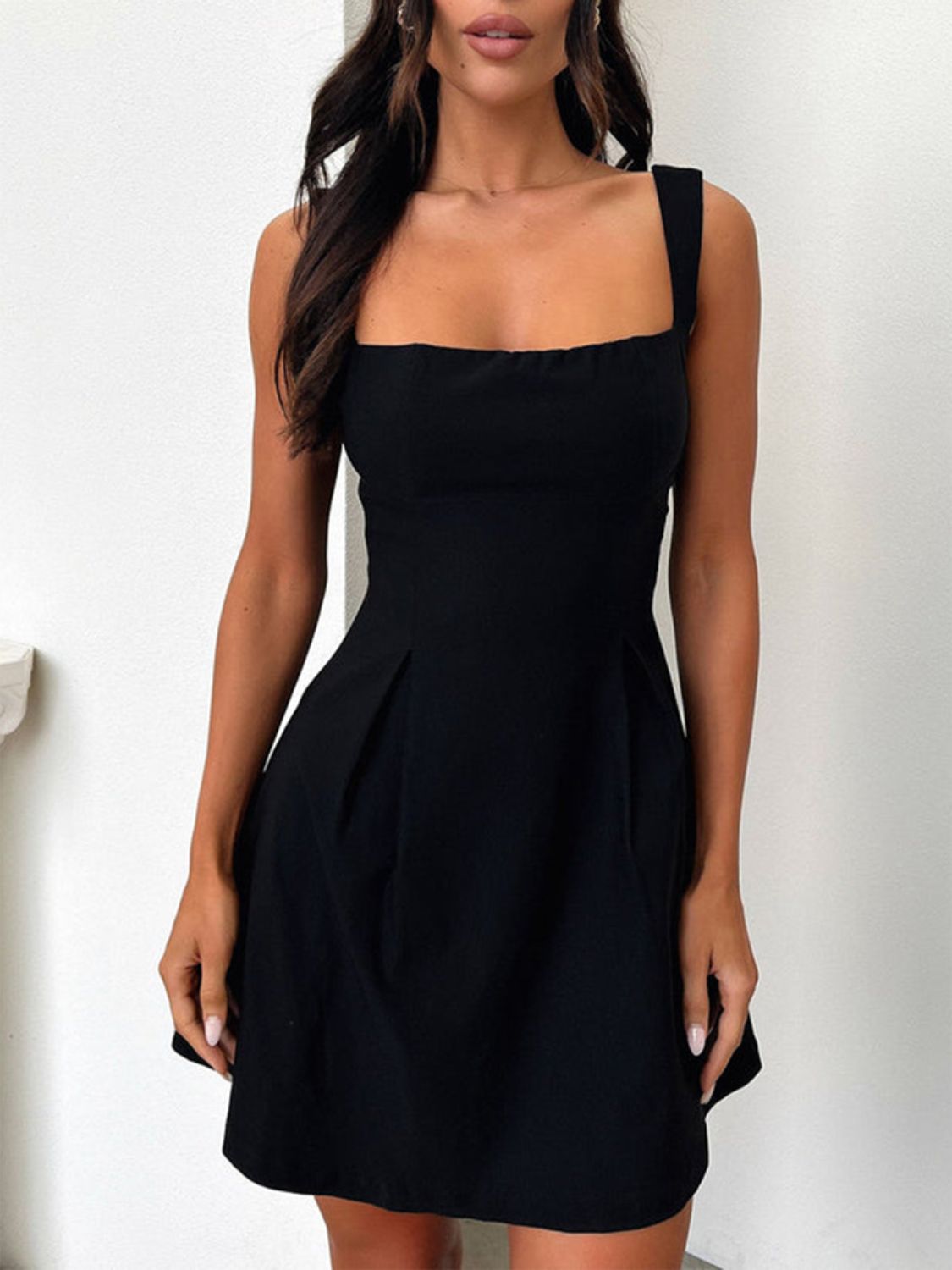 Devine Bow Back Square Neck Mini Dress Trendsi