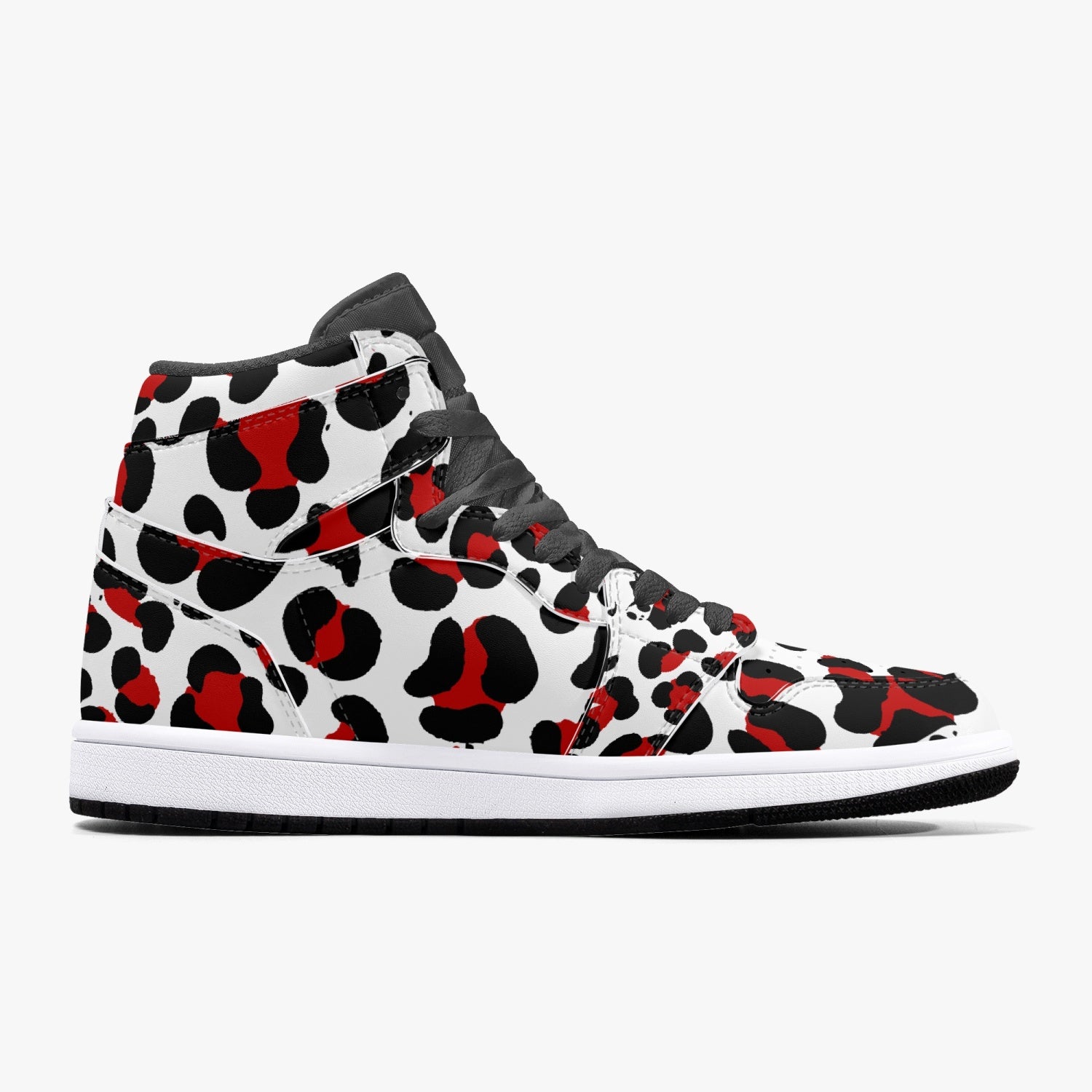 New Black & Red Leopard Print High-Top Leather Shoes