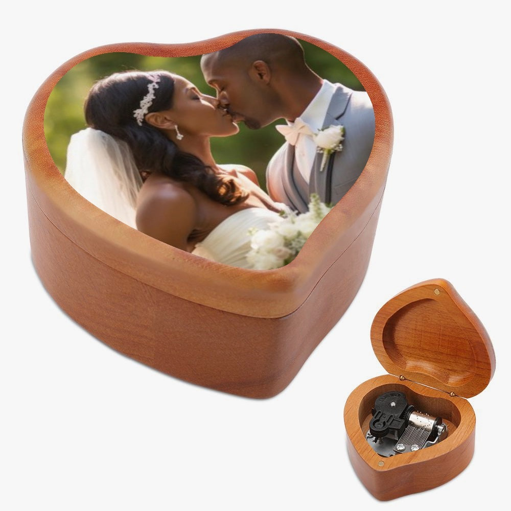 Custom Heart Shaped Wooden Music Box