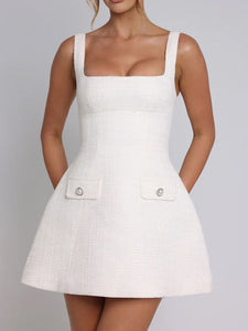 Devine Square Neck Wide Strap Mini Dress Trendsi