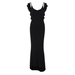 Open Back V-Neck Sexy Pleated Temperament Long Dress