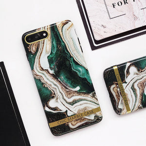 Artistic Agate Marble Gold Bar Phone Case For iphone XS XR XS Max 6 6S 7 8 Plus Glossy soft silicon Case