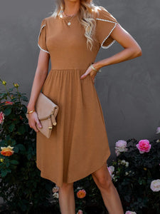 Round Neck Petal Sleeve Dress