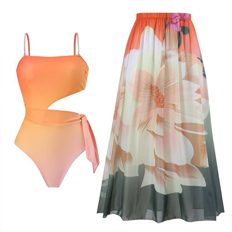 Gradient Print Fashion Swimsuit Set and Cover Up