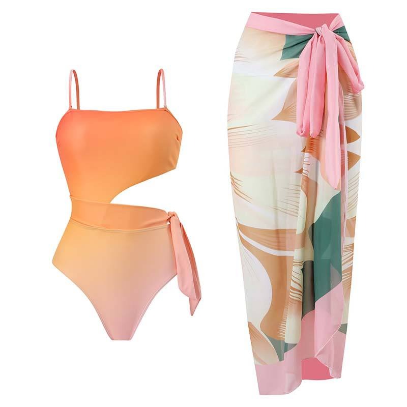 Gradient Print Fashion Swimsuit Set and Cover Up