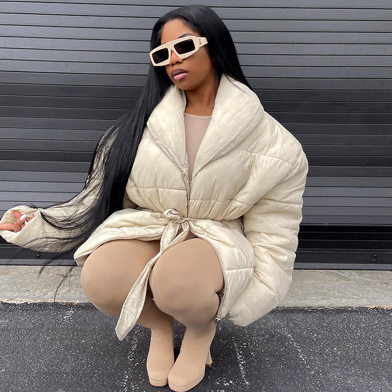 Warm Lapel Zipper Design Slim Cotton Padded Coat eprolo