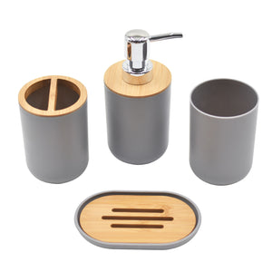 Light Luxury Bamboo and Wood Bathroom Set, Wash Basin, Table Top, Toilet Supplies, Plastic Toilet Brush, Garbage Bin