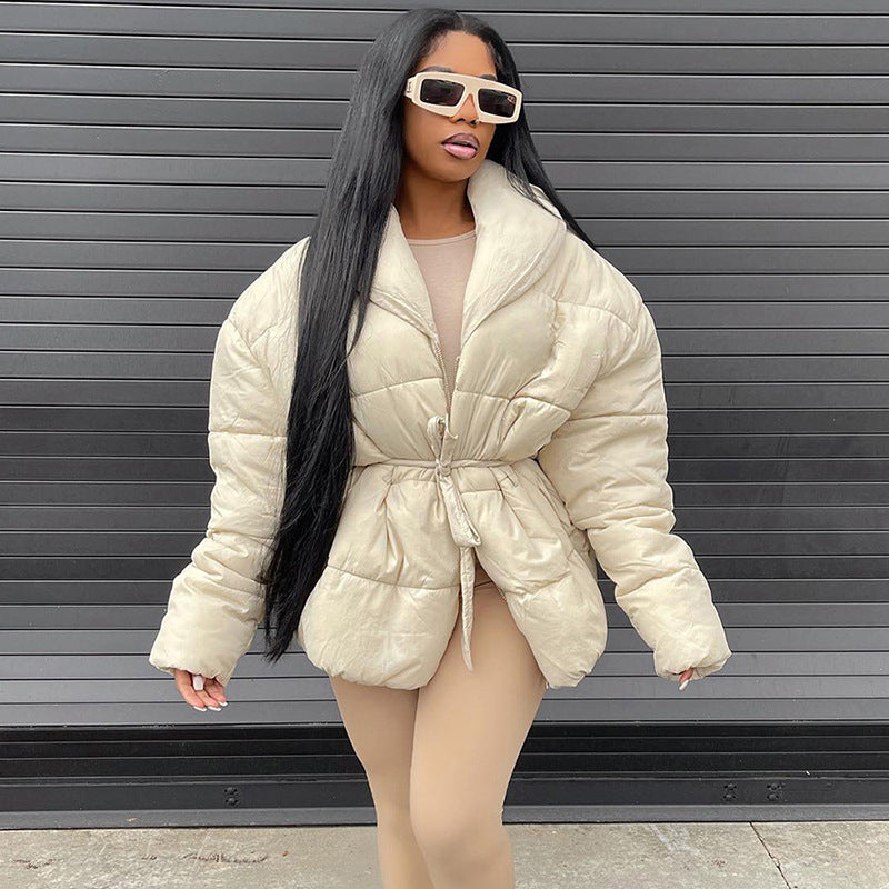 Warm Lapel Zipper Design Slim Cotton Padded Coat eprolo