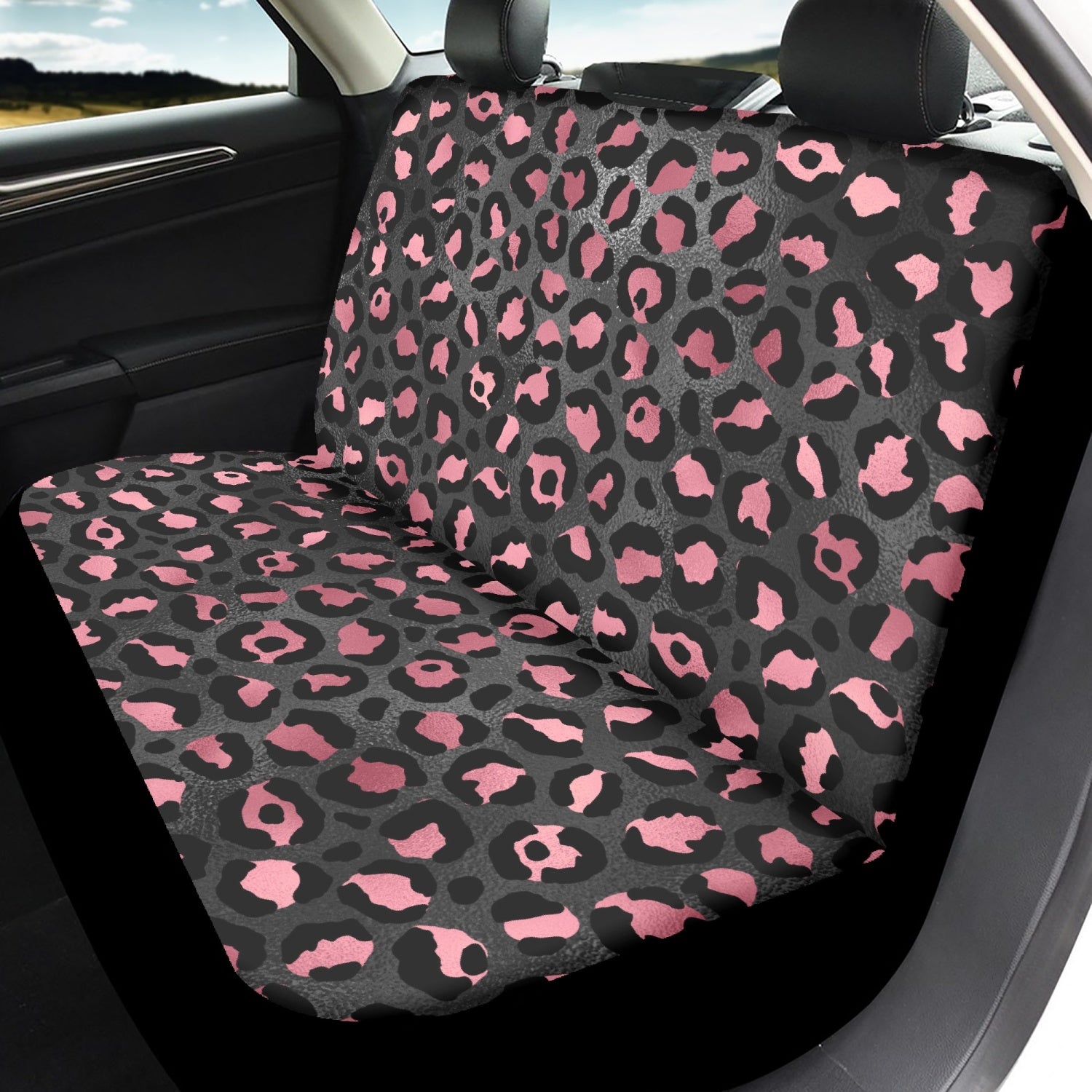 Pink and Gold Leopard Print Microfiber Car Seat Covers - 3Pcs