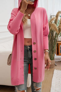 Devine Button Up Long Sleeve Hooded Cardigan