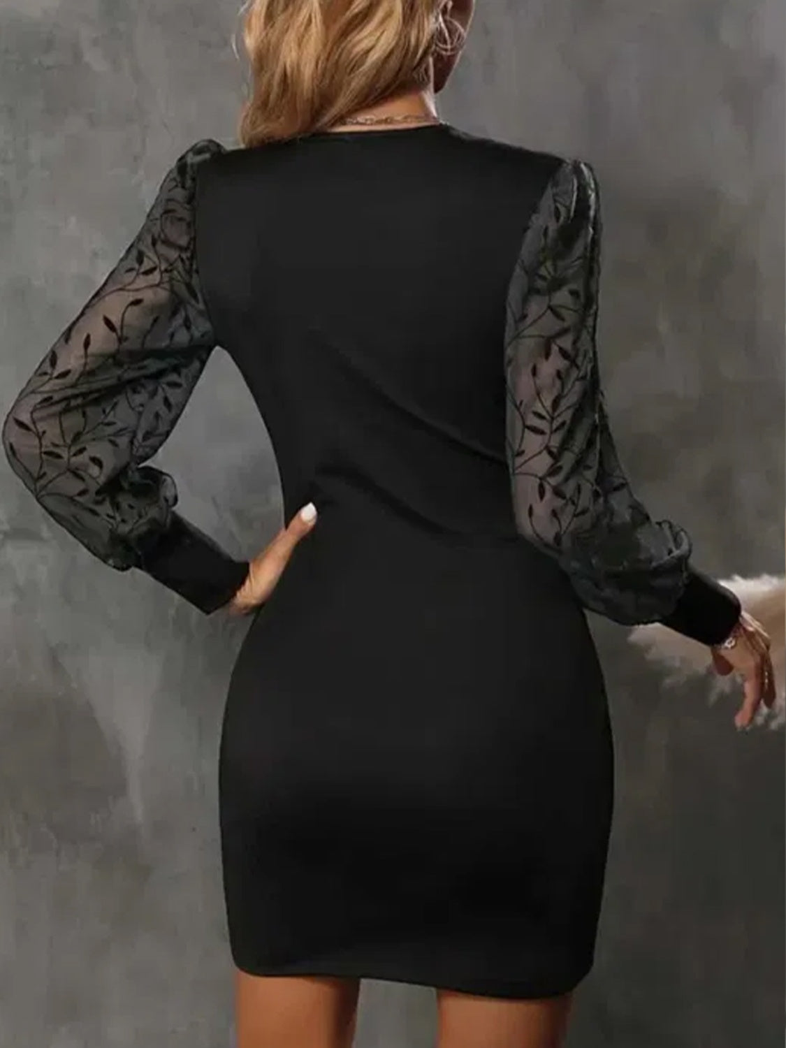 Ruched Surplice Long Sleeve Dress Trendsi