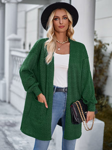 Open Front Dropped Shoulder Longline Cardigan