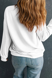 Letter Graphic Round Neck Long Sleeve Sweatshirt