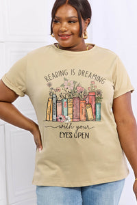 Simply Love Simply Love Full Size READING IS DREAMING WITH YOUR EYES OPEN Graphic Cotton Tee