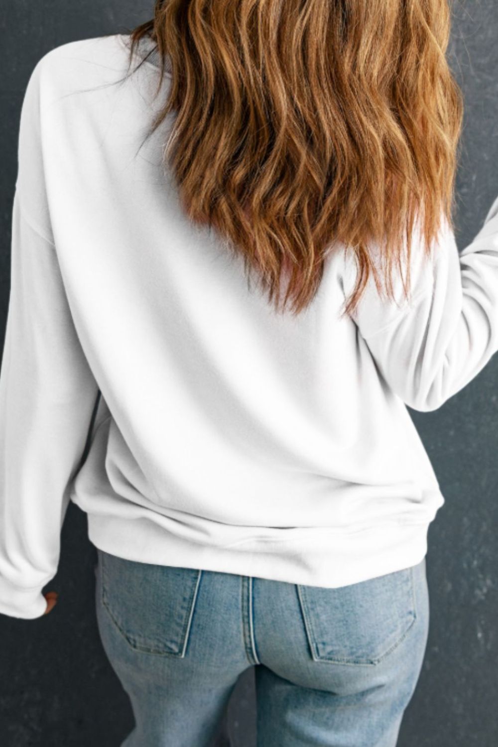 Valentine’s Day Heart Round Neck Long Sleeve Sweatshirt Trendsi